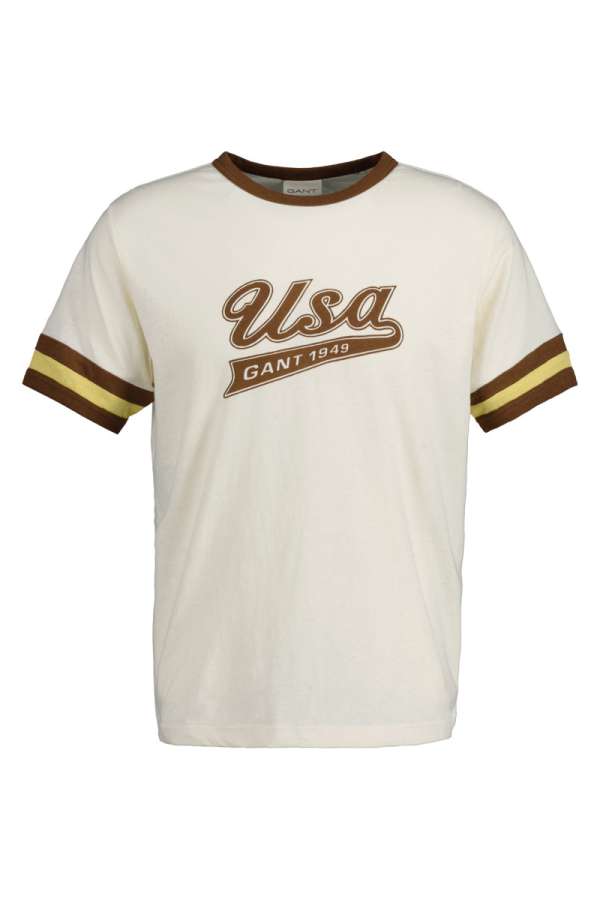 PÓLÓ GANT USA FANCY T-SHIRT CREAM