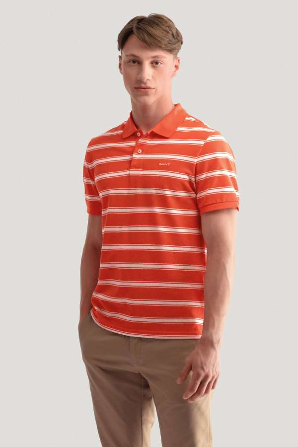 PÓLÓ GANT STRIPE SS POLO GRAPEFRUIT ORANGE
