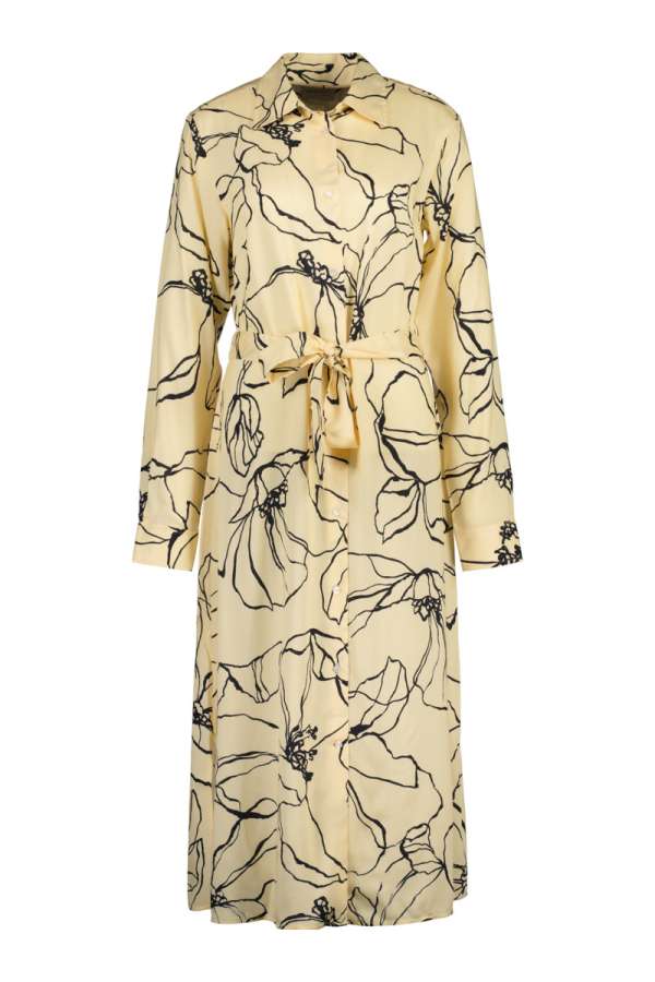 RUHA GANT SLIM LINE DRAWING SHIRT DRESS DUSTY LIGHT YELLOW