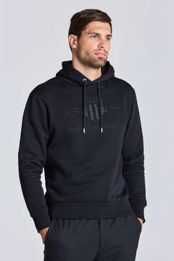 MELEGÍTŐ FELŐ GANT REG TONAL HIELD HOODIE BLACK
