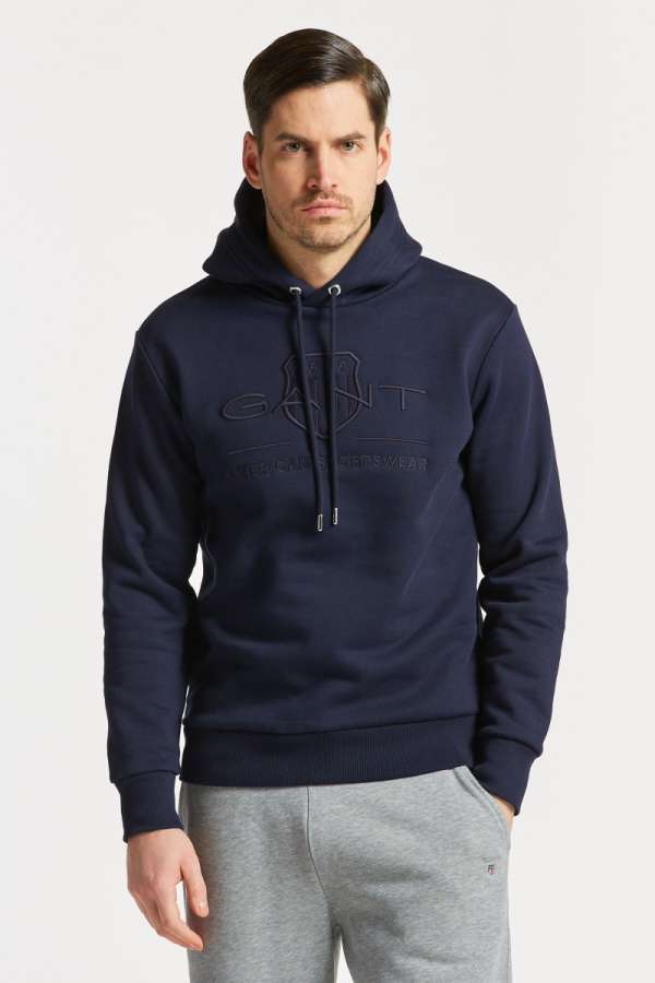 ELEGÍTŐ FELSŐ GANT REG TONAL SHIELD HOODIE EVENING BLUE