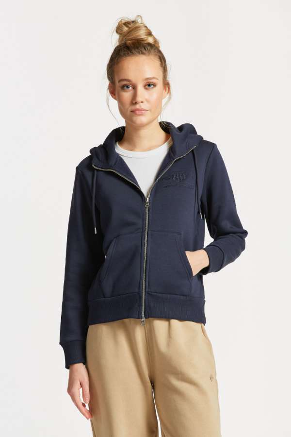 ELEGÍTŐ FELSŐ GANT REG TONAL SHIELD ZIP HOODIE EVENING BLUE