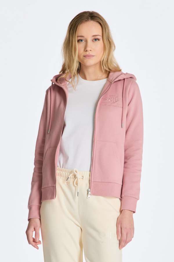 MELEGÍTŐ FELŐ GANT REG TONAL HIELD ZIP HOODIE CALIFORNIA PINK MELANGE