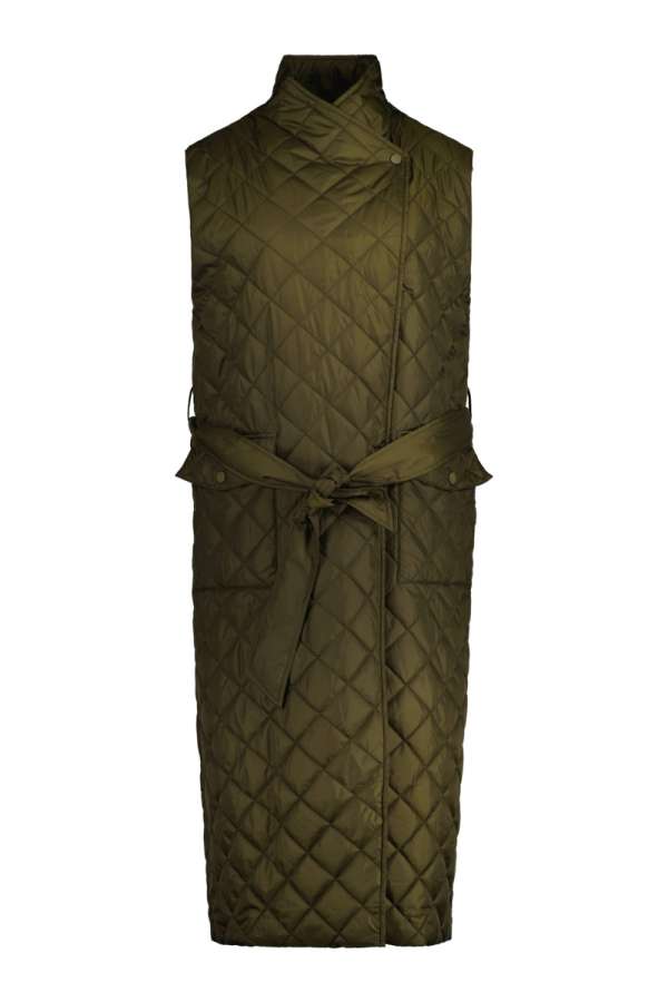MELLÉNY GANT LONG QUILTED VEST DARK CACTUS
