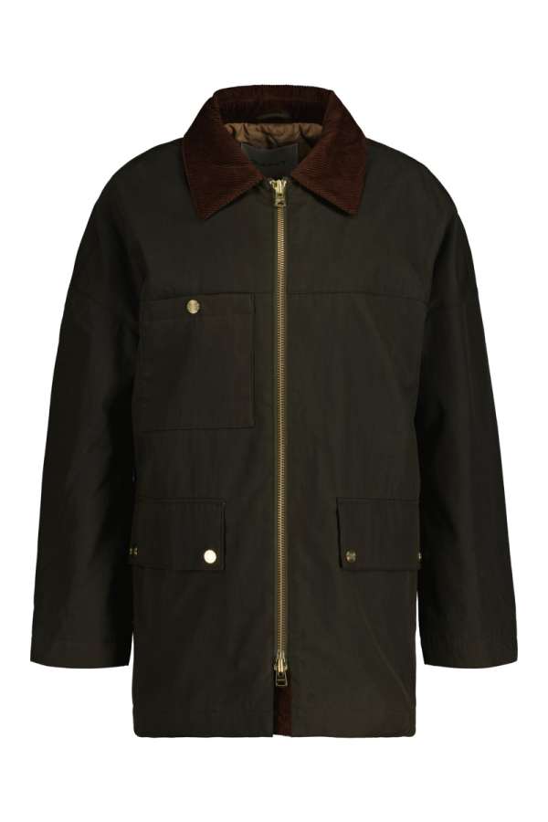 DZEKI GANT WAXED MID LENGTH JACKET DARK CACTU