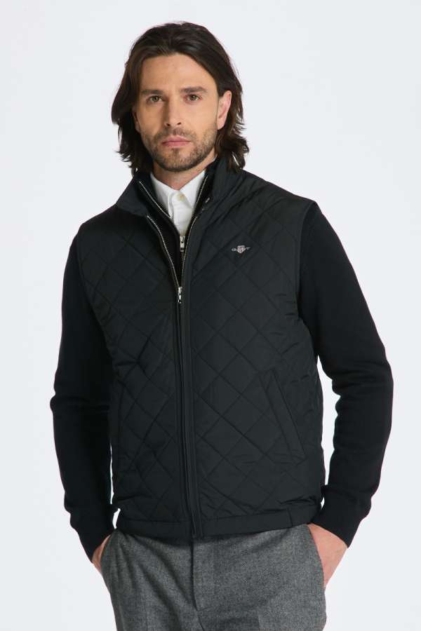ELLÉNY GANT QUILTED WINDCHEATER VEST BLACK