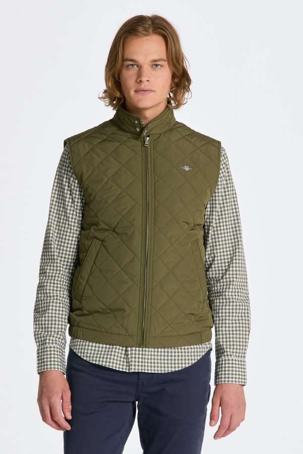 ELLÉNY GANT QUILTED WINDCHEATER VEST JUNIPER GREEN