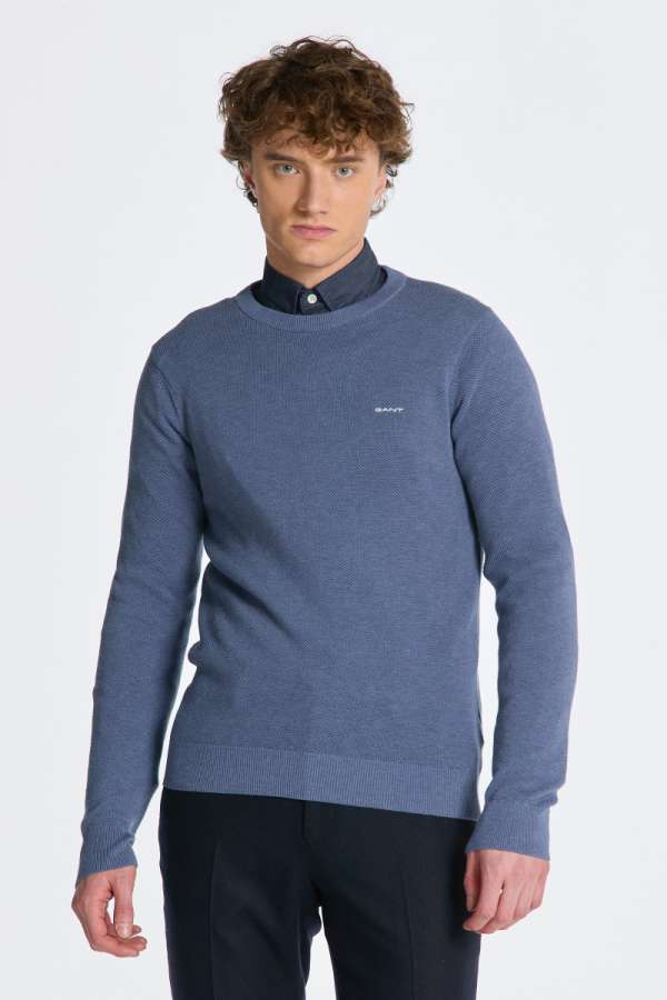 PUÓVER GANT COTTON PIQUE C-NECK DENIM BUE ME