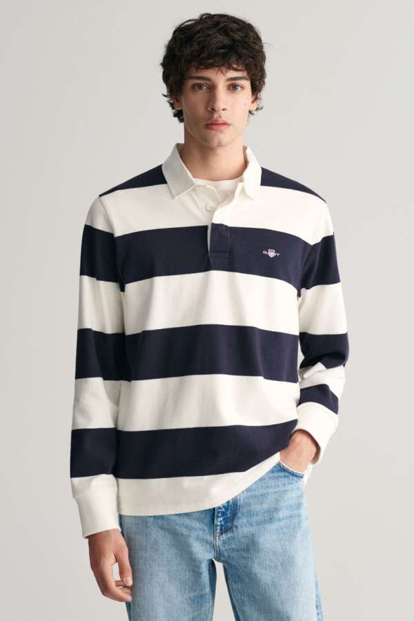 PÓLÓ GANT REG SHIELD BARSTRIPE HEAVY RUGGER EGGSHELL