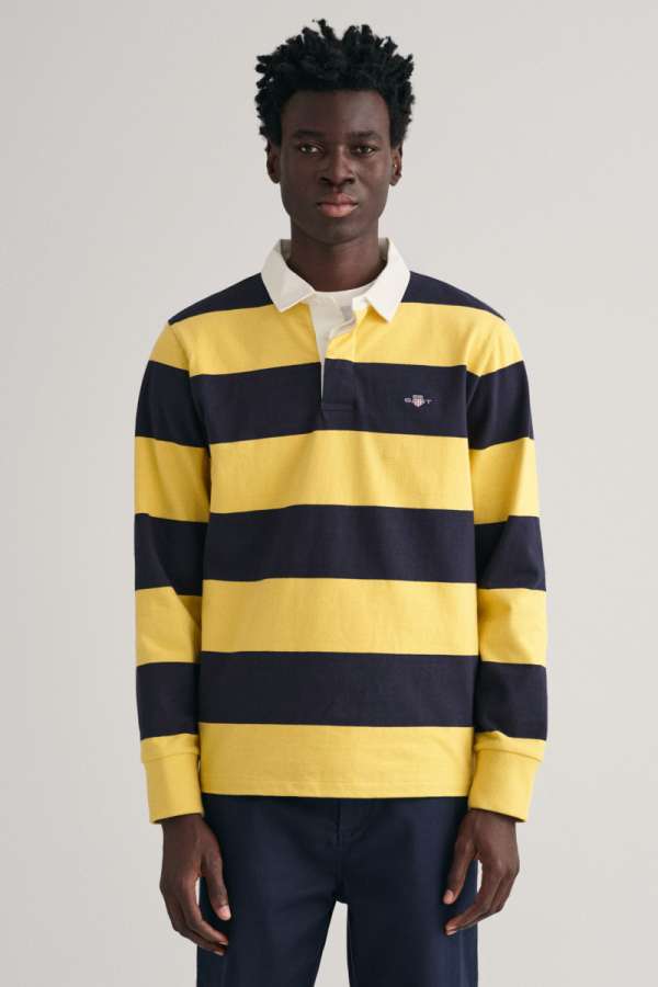 PÓLÓ GANT REG SHIELD BARSTRIPE HEAVY RUGGER PARCHENT YELLOW