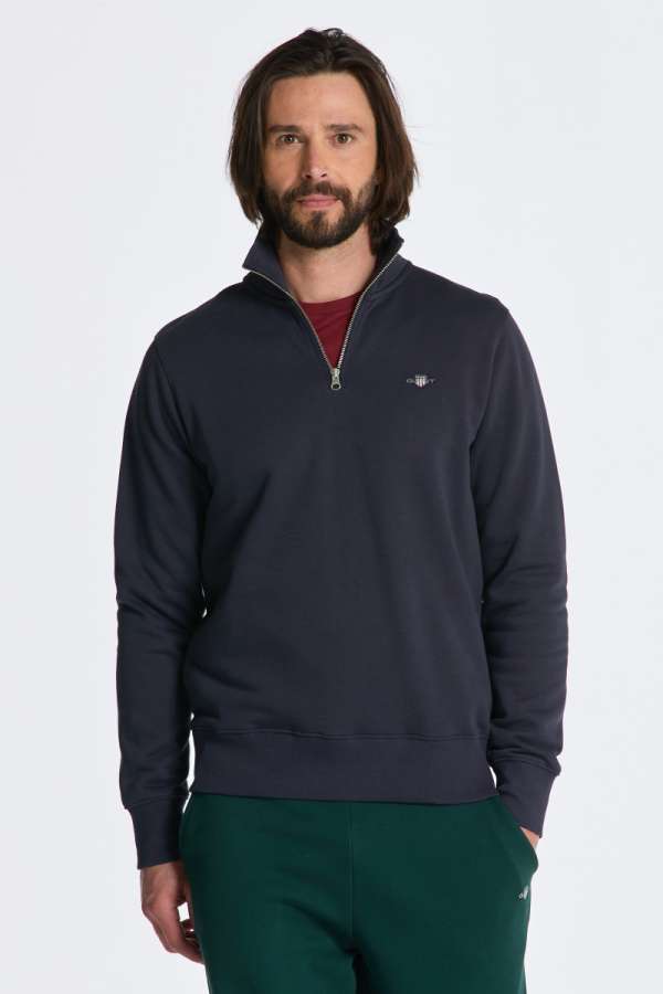 ELEGÍTŐ FELSŐ GANT REG SHIELD HALF ZIP SWEAT EVENING BLUE