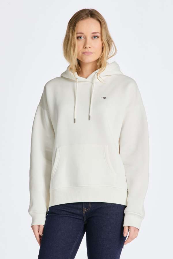 ELEGÍTŐ FELSŐ GANT REL SHIELD HOODIE EGGSHELL