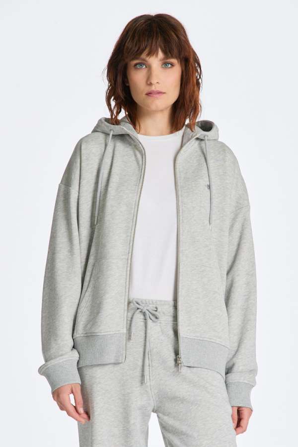 MELEGÍTŐ FELSŐ GANT REL SHIELD ZIP HOODIE LIGHT GREY MELANGE