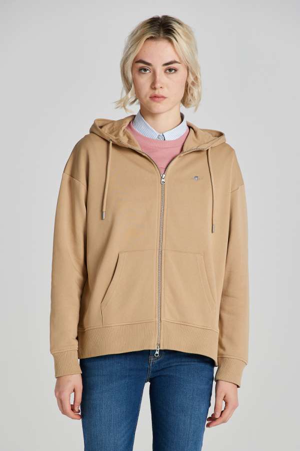 MEEGÍTŐ FESŐ GANT RE SHIED ZIP HOODIE DARK KHAKI