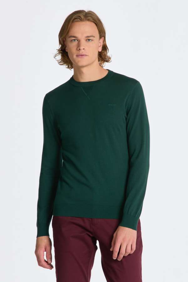 PUÓVER GANT FINE COTTON C-NECK TARTAN GREEN