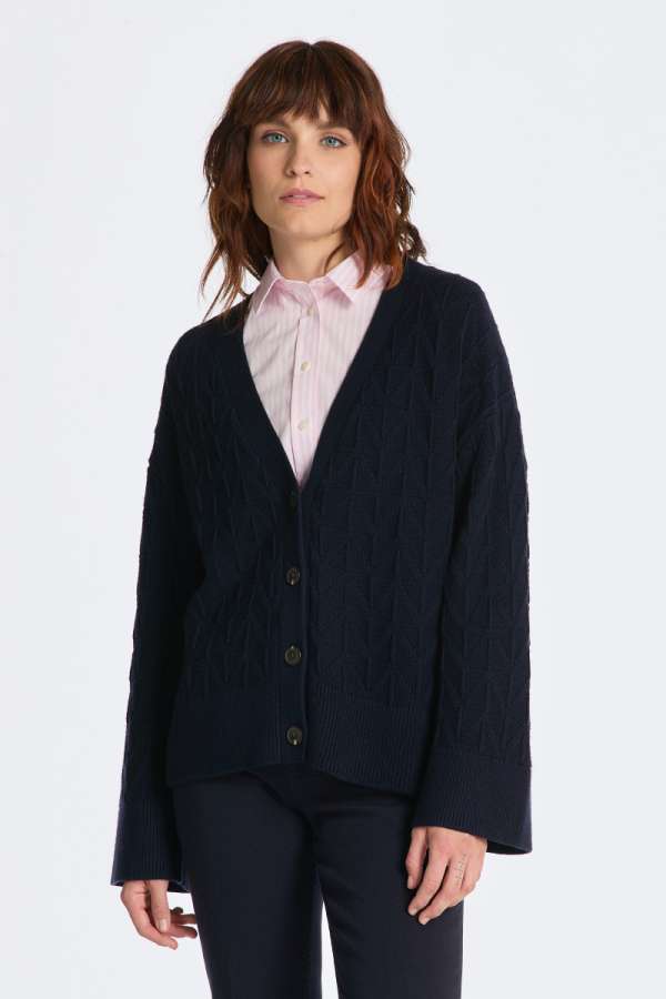 PUÓVER GANT HERRINGBONE V-NECK CARDIGAN EVENING BUE