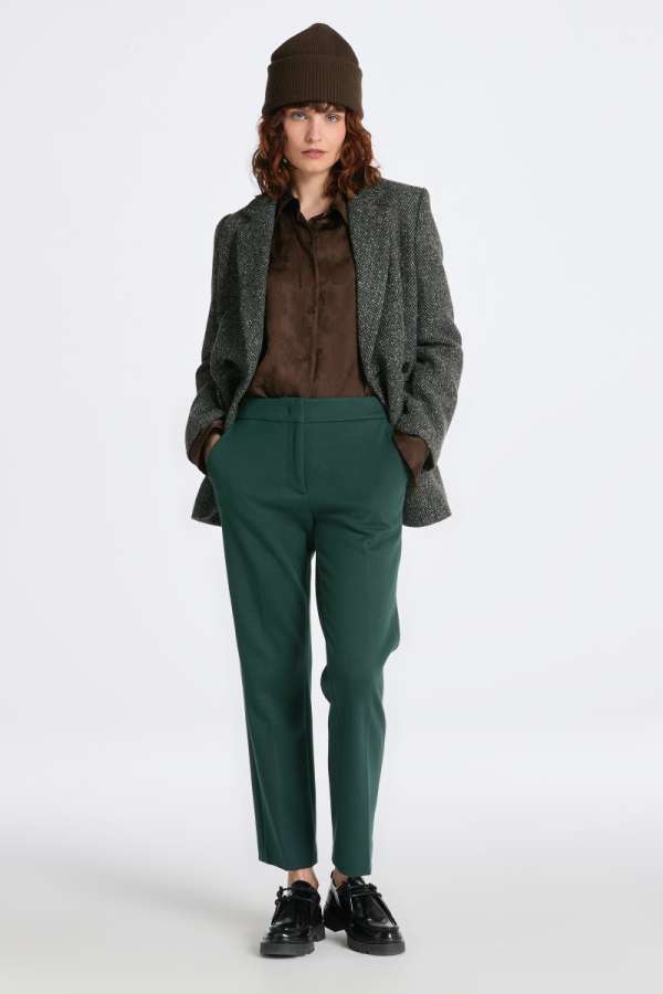 NADRÁG GANT JERSEY CIGARETTE PANT TARTAN GREEN
