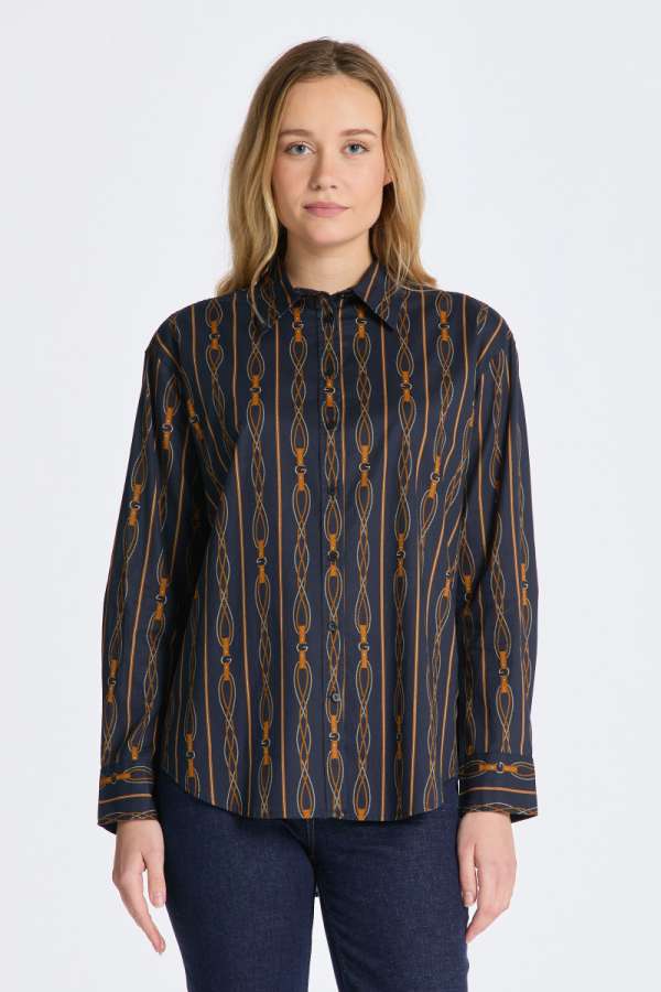 ING GANT REL ROPE STRIPE COT VOILE SHIRT EVENING BLUE