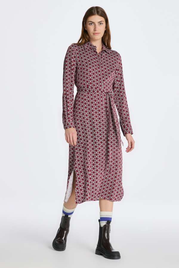 RUHA GANT SLIM GEOMETRIC SHIRT DRESS PLUMPED RED