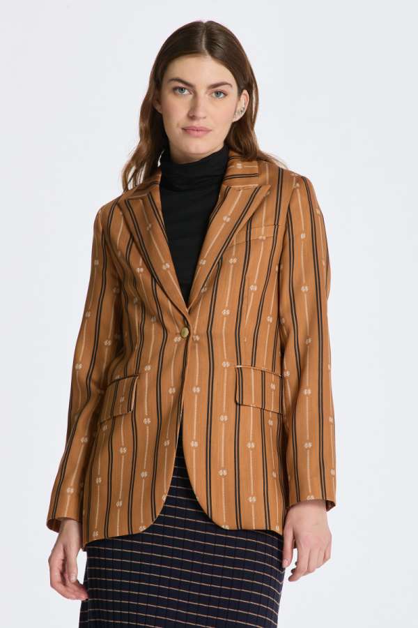 ZAKÓ GANT REG MONOGRAM STRIPED BLAZER CINNAMON BROWN