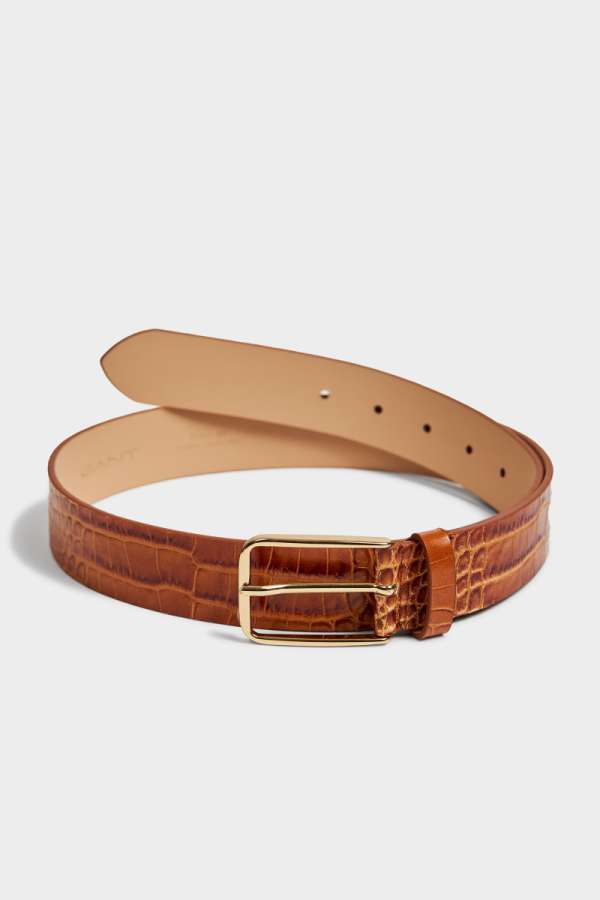 ÖV GANT CROCO WAIST BELT CINNAMON BROWN