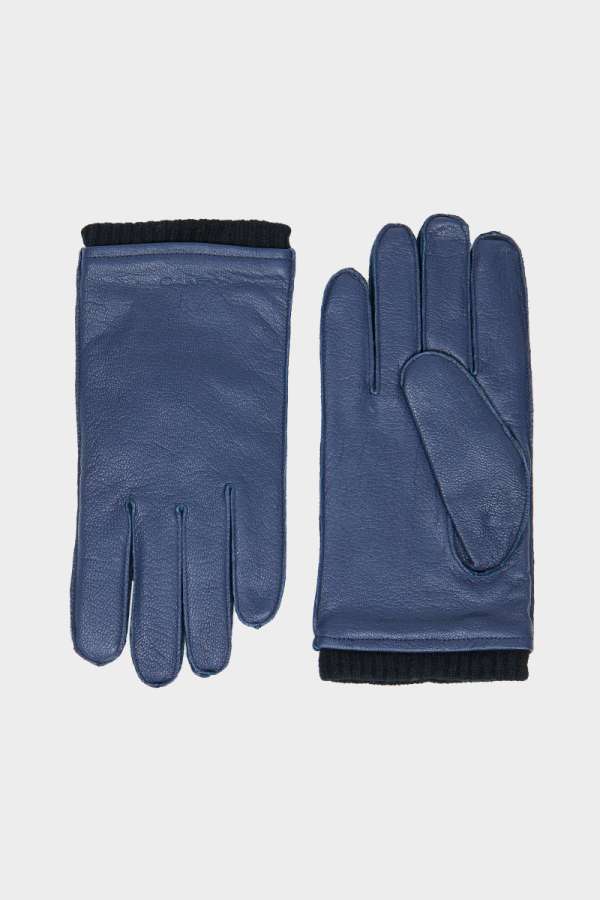 KEZTYŰ GANT WOOL LINED LEATHER GLOVE CLAIC BLUE