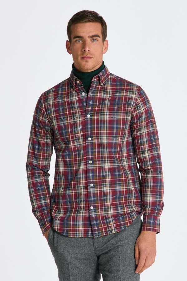 ING GANT REG POPIN MEDIUM CHECK SHIRT PUMPED RED