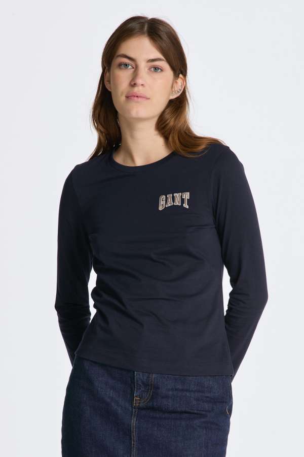 PÓLÓ GANT REG LOGO LS T-SHIRT EVENING BLUE