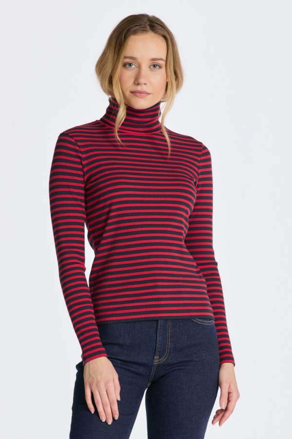 GARBÓ GANT LIM TRIPED RIBBED TURTLENECK RICH RED