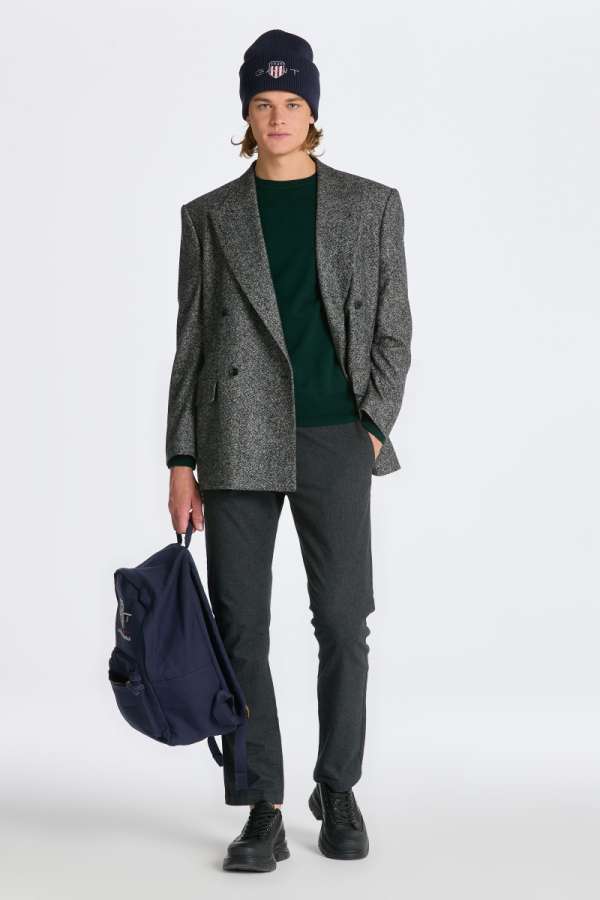 NADRÁG GANT SLIM BRUSHED TWO TONE TWILL PANTS ANTRACIT MELANGE