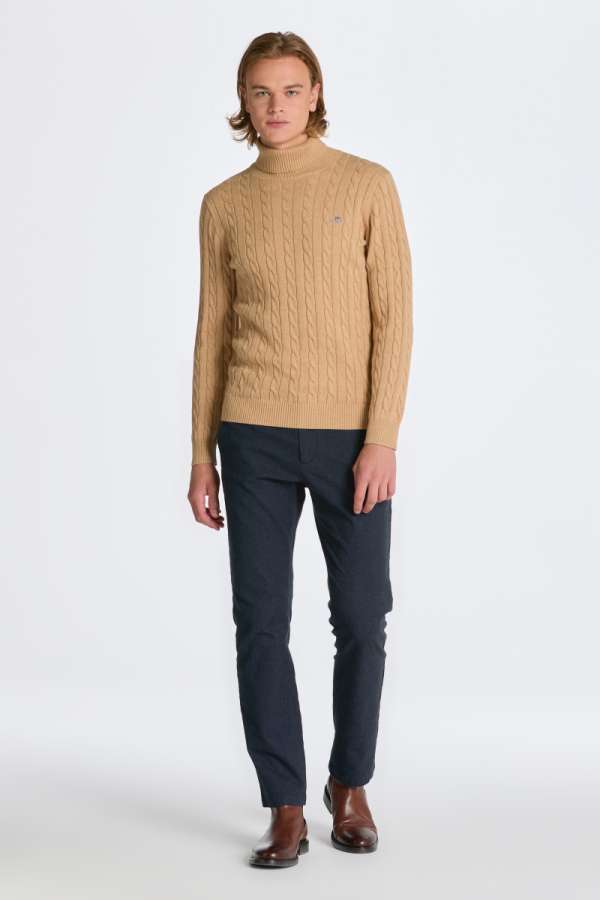 NADRÁG GANT SLIM BRUSHED TWO TONE TWILL PANTS EVENING BLUE