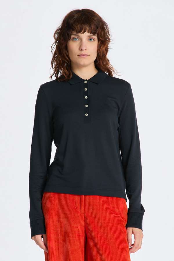 PÓLÓ GANT REG DETAIL COLLARED LS POLO PIQUE BLACK