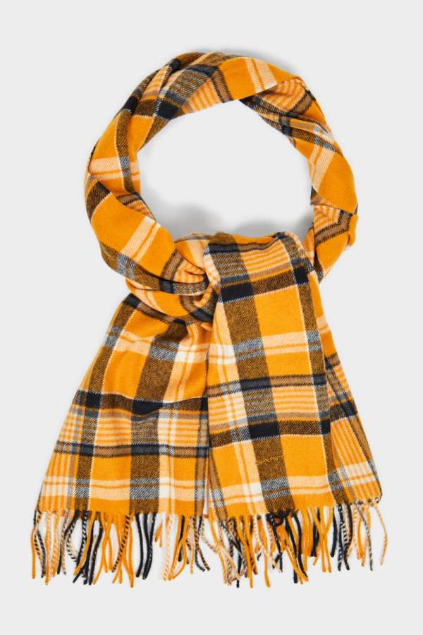 SÁL GANT CHECK WOVEN SCARF DK MUSTARD ORANGE