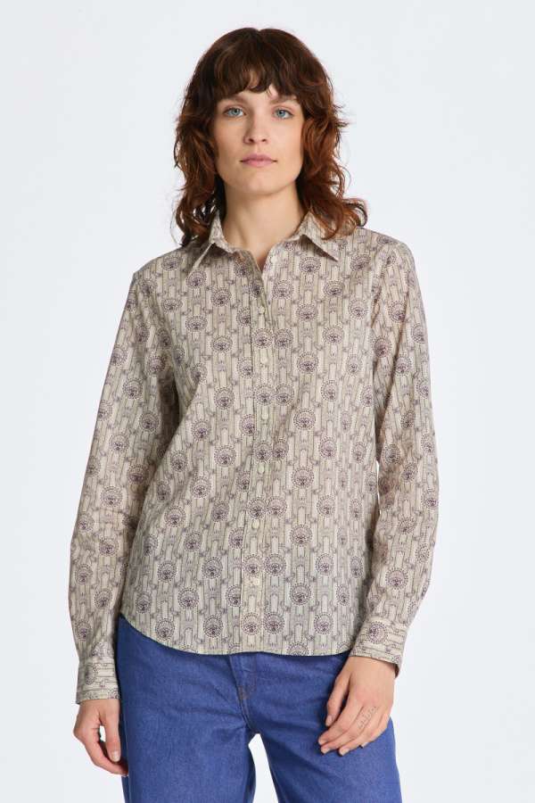 ING GANT REG ARCHIVE PRINT COT VOILE SHIRT LILAC