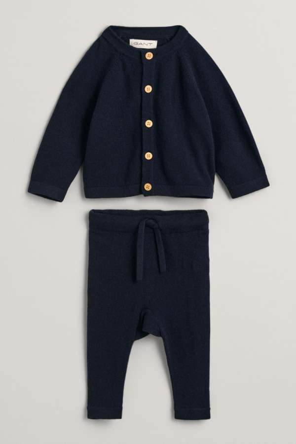 GYEREK SZETT GANT CARDIGAN AND PANT GIFT SET EVENING BLUE