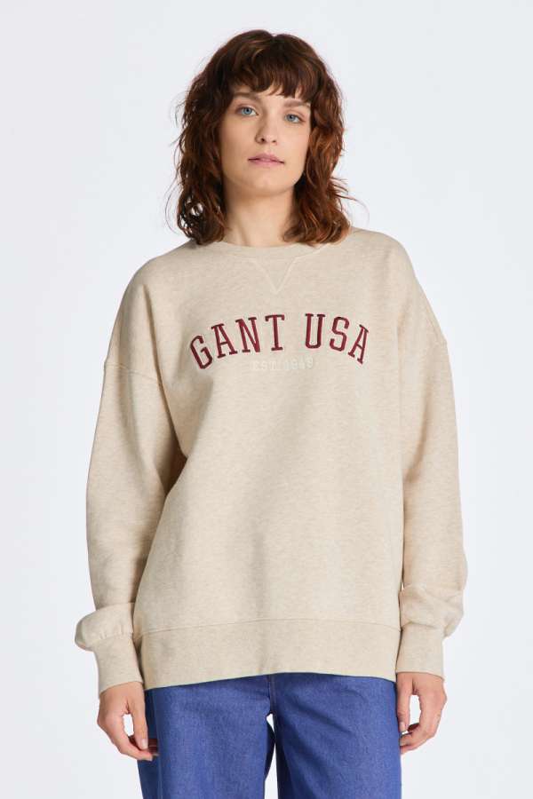 ELEGÍTŐ FELSŐ GANT OVERSIZED USA C-NECK LIGHT BEIGE ELANGE