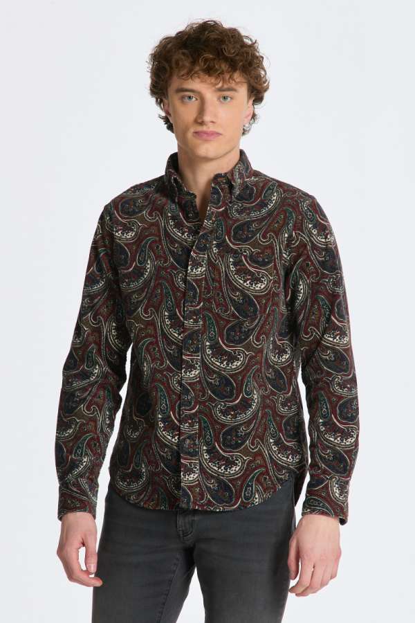 ING GANT REG UT PAISLEY CORD SHIRT PLUMPED RED