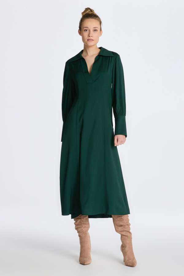 RUHA GANT SLIM HIGH CUFF DRESS TARTAN GREEN