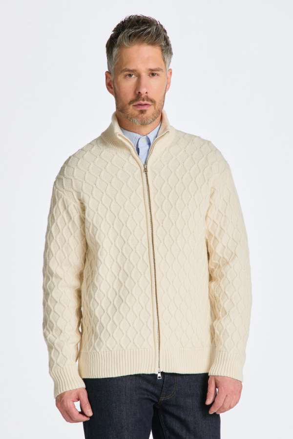 KARDIGÁN GANT CABE ZIP CARDIGAN CREAM