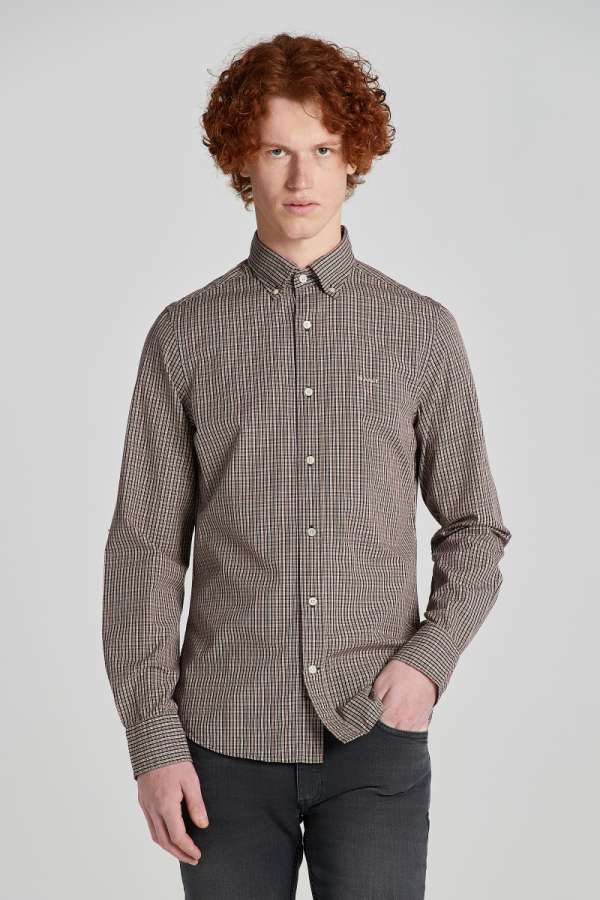 ING GANT LIM ARCHIVE POPLIN CHECK HIRT CLAIC BLUE