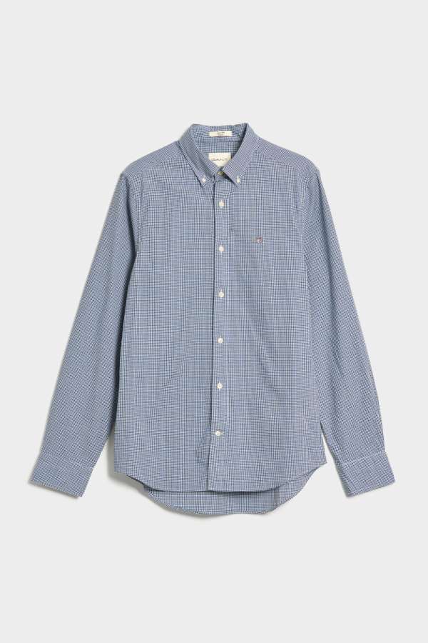 ING GANT LIM POPLIN MICRO CHECK HIRT COLLEGE BLUE