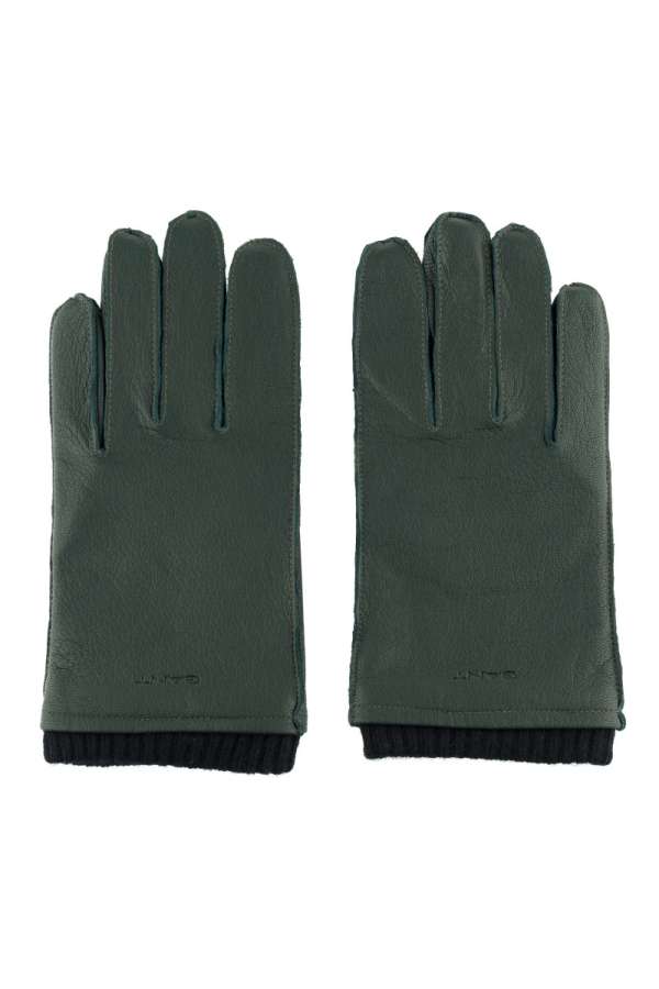 KESZTYŰ GANT CASHERE LINED LEATHER GLOVES TARTAN GREEN