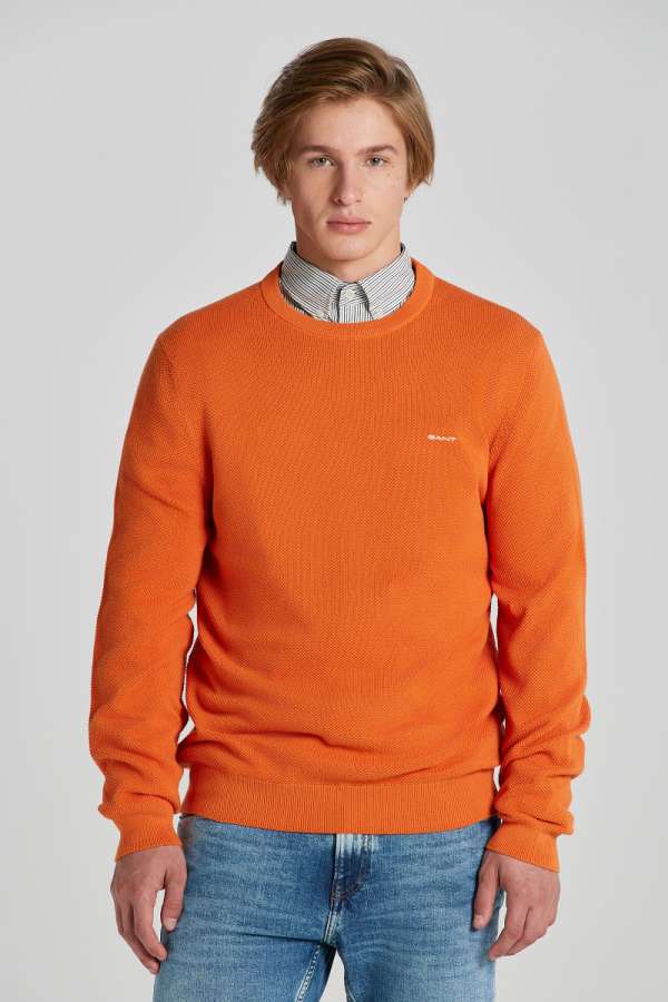 PUÓVER GANT COTTON PIQUE C-NECK PEAR PEACH