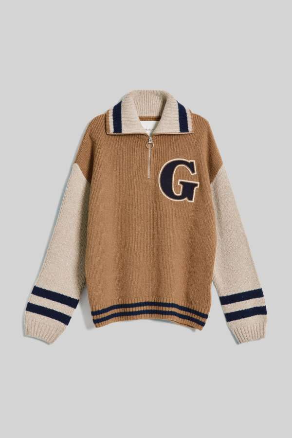 PULÓVER GANT WOOL NEP LETTERMAN HZ WARM KHAKI