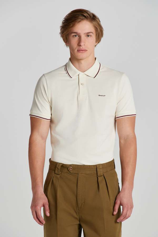 PÓÓ GANT TIPPING SS PIQUE RUGGER CREAM
