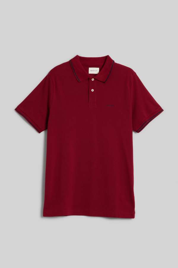 PÓLÓ GANT TIPPING SS PIQUE RUGGER PLUPED RED
