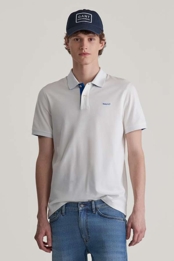 PÓLÓ GANT REG CONTRAST PIQUE SS RUGGER EGGSHELL