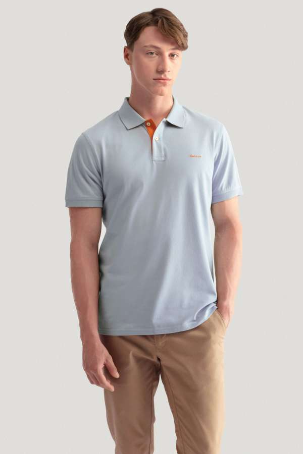 PÓÓ GANT REG CONTRAST PIQUE SS RUGGER STORMY SEA