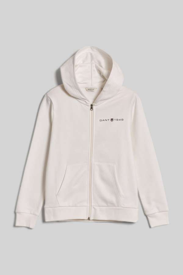 ELEGÍTŐ FELSŐ GANT REG PRINTED GRAPHIC ZIP HOOD EGGSHELL