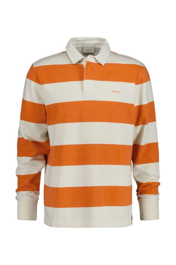 PÓLÓ GANT BLOCK STRIPE HEAVY RUGGER PUMPKIN ORANGE